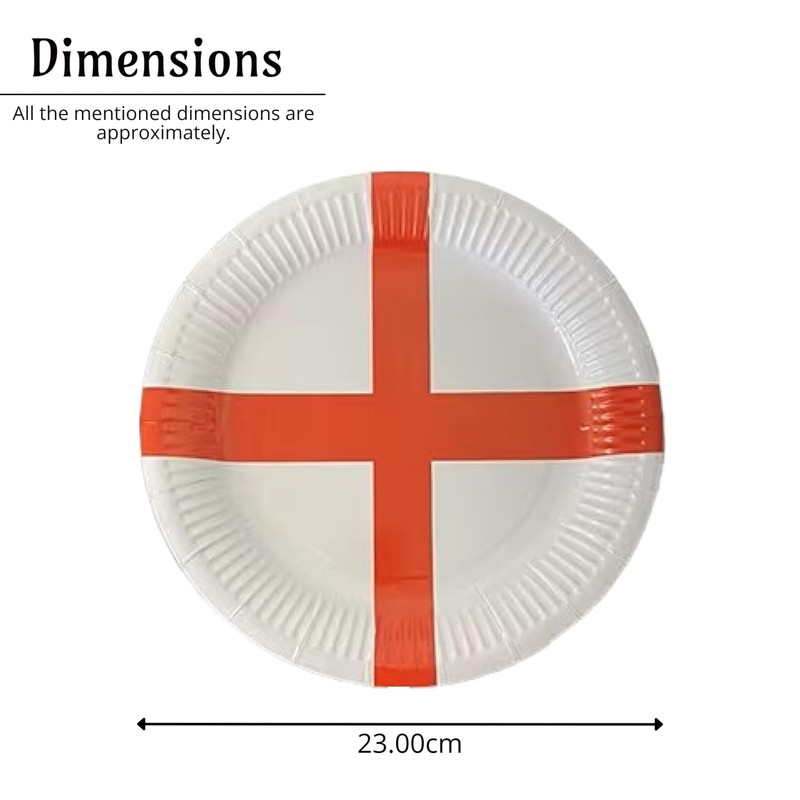 Lizzy 20Pcs England Paper Plates | St George Party Supplies