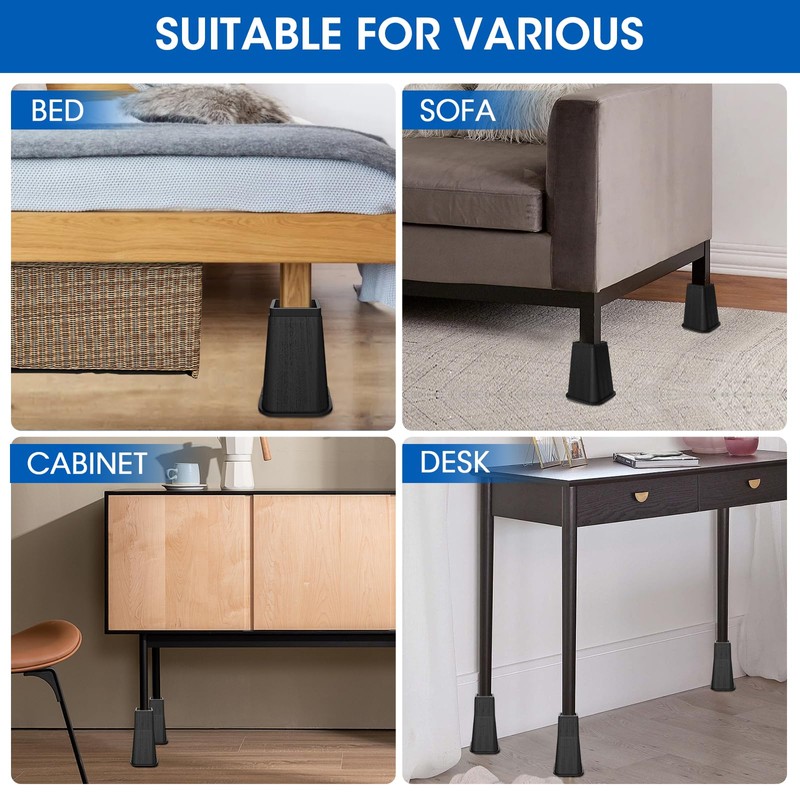 MYMULIKE Bed Risers 8 Inch Heavy Duty, Furniture Risers Lifts