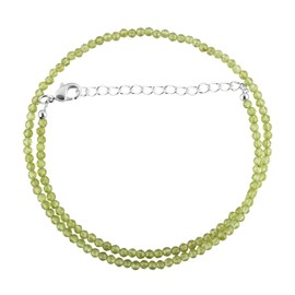Natural Peridot Gemstone Full Beaded Choker Necklace, Chakra Healing Crystals, Silver Plated Chain, Gift for Women, Birthday, Gemstones Jewelry, Statement Necklace 18 inch