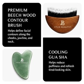 Lymphatic Contour Face Brush & Jade Gua Sha Set for Face, Jaw, & Neck