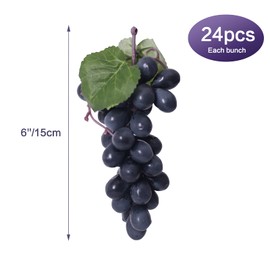VEOAY 15 Bunches Fake Grapes Rubber Grape Bundles Fake Fruits for Home House Kitchen Party Wedding Photography Decor - Black