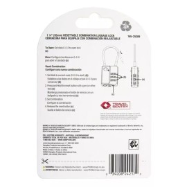 Brinks, 1/4in 3-Dial TSA Luggage Padlock with Steel Cable Shackle, 2-Pack Blue