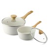 SENSARTE White Ceramic Nonstick Saucepan with Lid Set, Small Cooking