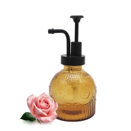 VKSG Vintage Glass Soap Dispenser for Bathroom and Kitchen, Farmhouse Antique Style Cute Small Liquid Hand Soap Pump,Dish Detergent Shampoo Lotion Pump (Brown)