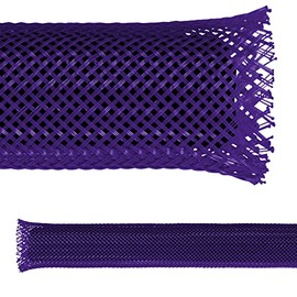 Electriduct 1/2" PET Expandable Braid Sleeving Flame Retardant Flexible Wire Mesh for Cord Management and Cable Protection - 100 Feet - Purple