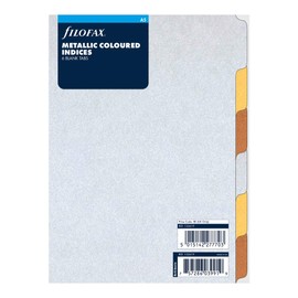 Filofax B1326196, 6-Tab Index Organizer Refill, A5 Size, Metallic Colors, Blank