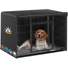 Zettum Dog Crate Cover 42 Inch - 600D Kennel Crate Covers for Dog Cage Waterproof & Heavy Duty, Small Dog Cage Cover Universal Fit for Most Wire Pet Crates - 42 x 29 x 29 Inch (Cover Only)