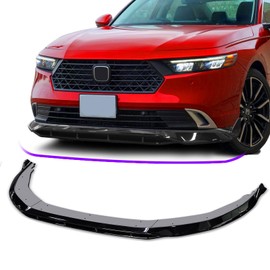 Archaic Front Lip Compatible with Honda Accord 11th Sedan EX/LX/Hybrid Sport/Touring 2023-2025, 4pcs Front Bumper Lip Splitter, Gloss Black Chin, 2023 Accord Extension Accessories
