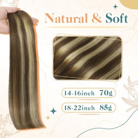 Sindra Wire Hair Extensions Real Human Hair 20Inch 85g Wire Hair Balayage Medium Brown Mix Caramel Blonde Fishing Line Human Hair Extensions With Adjustable Clips Brown Hair Extensions Wire20#4/27/4