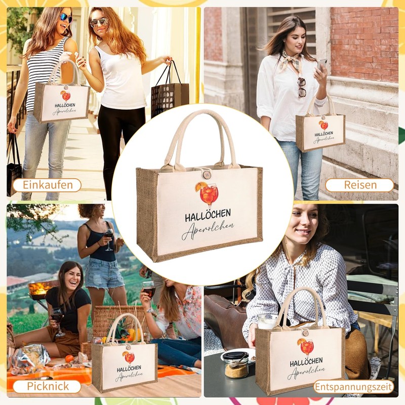 Aperol Geschenk Tasche, Jutetasche für Frauen, Ehefrau, Freundin, Aperol Tasche