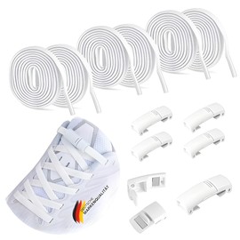 Cato TRADING Elastic Premium Shoelaces without Tying - Magnetic Stretch Quick Lacing System Firm to Loose Flexible, Lightweight, Comfortable, Quick - Slip-in Shoe Laces with Quick Release, White
