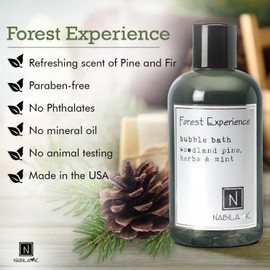 Forest Experience Travel Size Bubble Bath with Pine, Herbs & Mint Scent by Nabila K - Essential Oils, Natural Ingredients for Sensitive Skin, Gentle, Moisturizing - Luxury for Women & Men, 2 oz