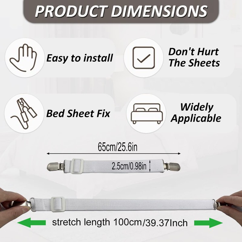 CINGHIA Sheet Tensioner Adjustable, Long Sheet Tensioner, Adjustable, Pack of