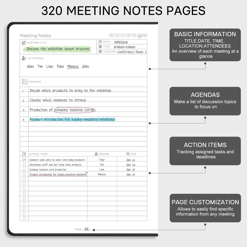 EMSHOI Meeting Notebook for Work with Action Items - 320