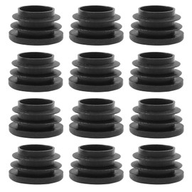 Bonsicoky 12 Pack 1 Inch (25mm) Round Plastic Hole Plugs, Black Pipe Tubing End Cap for Round Metal Tube