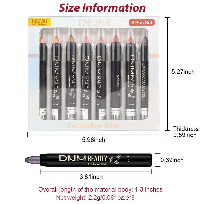 evpct 8Pcs Cream Eye Shadow Brightener Sticks Set for Eyes,
