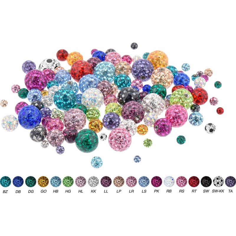 PIERCINGLINE Universal Screw Ball, Crystals and Epoxy, Piercing Attachments, Ball