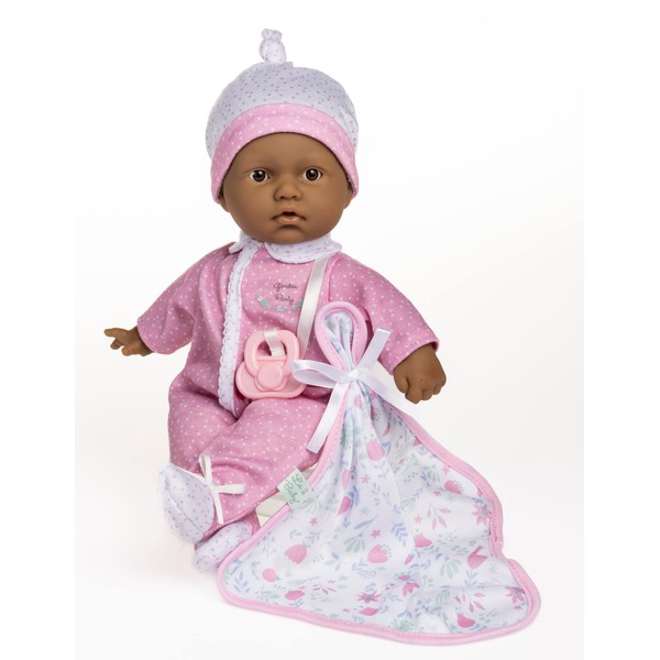 JC Toys La Baby Hispanic 11-inch Small Soft Body Baby Doll La Baby | Washable |Removable Pink Floral Outfit w/Hat, Pacifier & Blanket | for Children 12 Months +