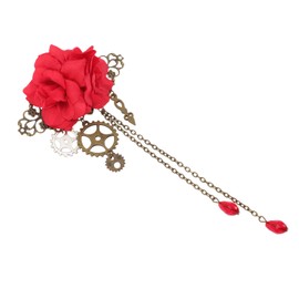 Baluue Steampunk Lolita Hair Accessories Rose Flower Clip Mechanical Gear Design for Women Cosplay Party Gothic Vintage Style Hair Clip