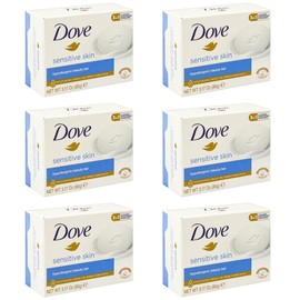 Dove Sensitive Skin Beauty Bar Soap 90g x 6 | Hypoallergenic Moisturising Cleansing Bars | Gentle Face, Hands & Body Soap for Sensitive Skin