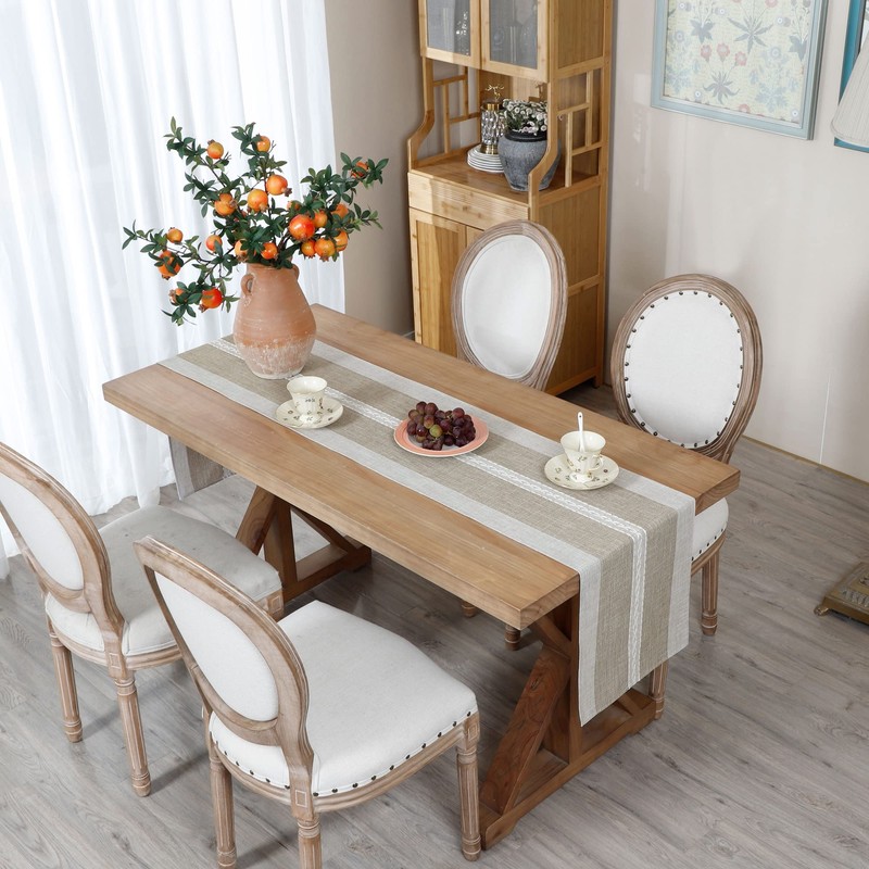 Braided Striped Table Runner Rustic Embroidery Coffee Table Runners for