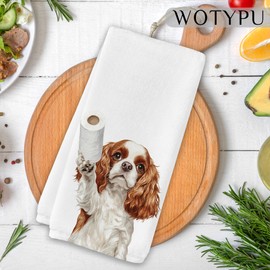 WOTYPU Funny Cavalier King Charles Spaniel Gifts Bathroom Hand Towels, Cavalier King Charles Spaniel Dog Lovers Gift Decorative Hand Towels for Kids Guest Bathroom Washroom Half Bath, 16X24 Inch