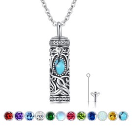 Urn Necklace for Ashes Cremation Jewelry 925 Sterling Silver Ashes Pendant Necklace Memorial Jewelry Gifts for Women Men Girls Boys, Sterling Silver, Turquoise