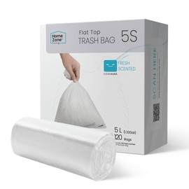 Home Zone Living 1.3 Gallon Trash Bags with Fresh Scent, Heavy Duty Custom Fit Design for 5 Liter Wastebasket Liners, Code 5S, 120-Count
