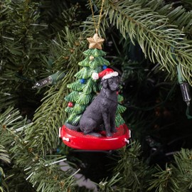 Black Labrador Retriever 4 Inch Santa Dog Resin Christmas Ornament