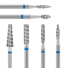 ANRUI Nail Cutter Attachments, 6 Pieces Diamond Hard Metal Nail Cutter Bits with Diamond Spiral Grooves, 3/32 Inch Cutter Attachments for Nail Preparation, Removal of Cuticles and Dead Skin, Medium