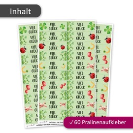 younikat Good Luck Stickers – Pack of 60 – Guest Gift Suitable for Kisses I Lucky Symbols I Rectangular I you0110