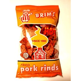 Brim's Red Hot Flavored Fried Pork Rinds (2 Pack) 2.6 oz bag each