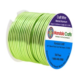 Mandala Crafts Anodized Aluminum Craft Wire for Jewelry Making - Bendable Flexible Light Green Crafting Wire 12 Gauge Wire Colored for Bonsai - Armature Wire for Sculpting