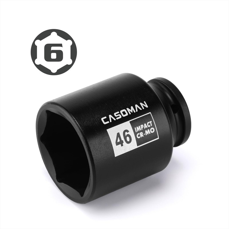 CASOMAN 1/2" Drive x 46mm Deep Impact Socket, 6-Point, 78mm