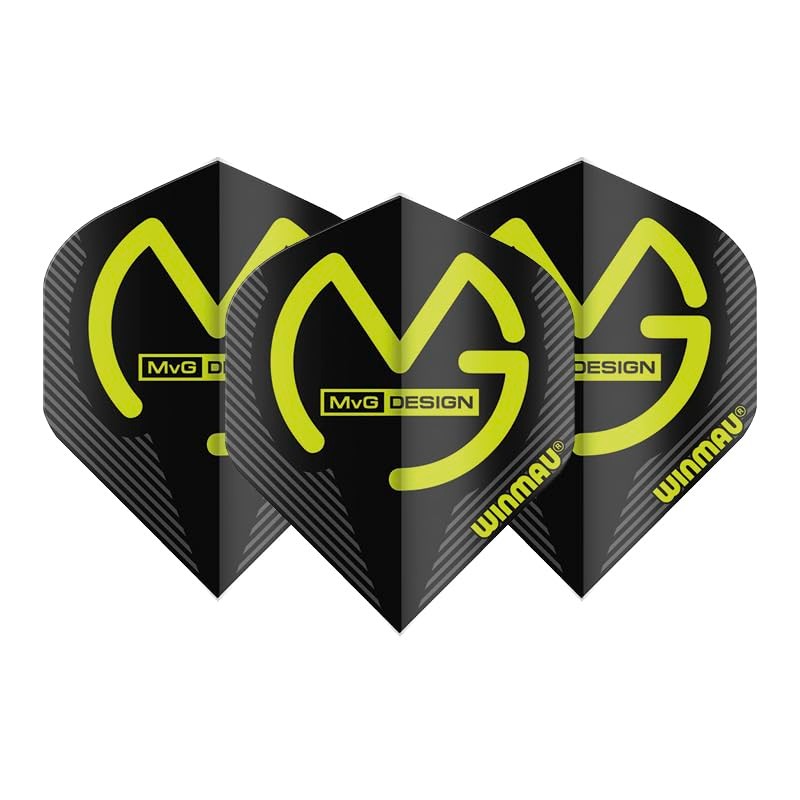 WINMAU MvG Michael Van Gerwen Mega Standard Black Dart Flights