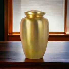 Lightnpro Elegant Engraved Aluminum Cremation Urn, Funeral Memorial with Secure Screw-Top Lid - Large Capacity for Adult Ashes up to 200 lbs - 10 Inch Gold