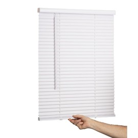 Lotus & Windoware Cordless 1" Vinyl Mini Blind Light Filtering Blind, 43" x 60", White, Smooth