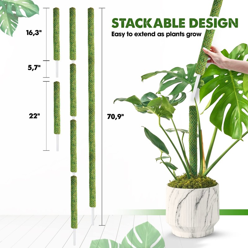 Duspro Green Stackable Mesh Moss Pole for Plants Climbing Vine