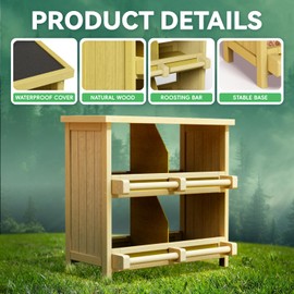 DYTREND Nesting Boxes for Chickens, 4 Compartments Wooden Chicken Nesting Boxes, Heavy Duty Chicken Nesting Boxes for Laying Eggs, Protect Eggs, Floor/Stand (4 Box)