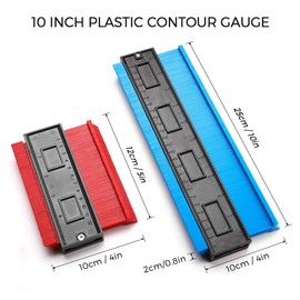 [2 Pack] Contour Gauge Duplicator [5 inch+10inch] Willingood Profile Measuring Tool Plastic Woodworking Shape Tracing Template Contour Copy Duplicator, Circular Frame Profile Gauge Ruled