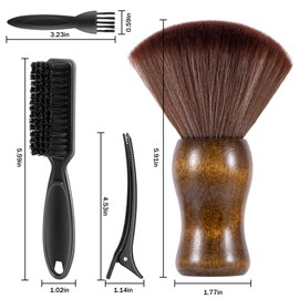 SALONSILK Barber Neck Duster Shaving Brush Set, 5 in 1 Professional Barber Accessories Cleaning Supplies, Hair Cutting Cleaning Hairbrush Styling Tool