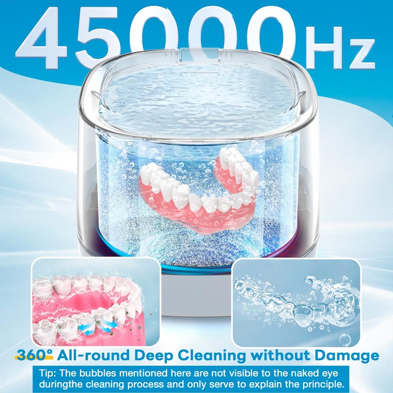 Exluvon Ultrasonic Retainer Cleaner 45kHz, 250ML Portable Ultrasonic Cleaner, Professional