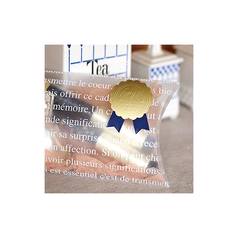 BC-1S Blue Gold Flat Ribbon Gift Stickers (100 Count)