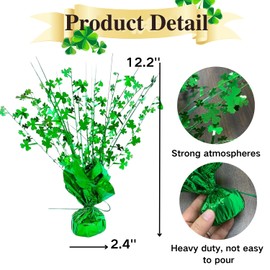 ALISSAR 2-Pack Glitter Shamrock St. Patrick's Day Centerpieces-Shamrock Decorations for Home Decor Table Decor (Green)