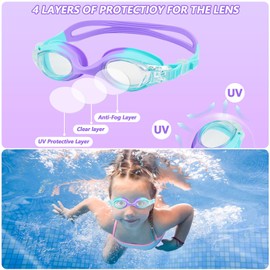 Mezere Kids Swimming Goggles 6-14 Kids Goggles Anti Fog Swim Goggles UV Resist No Leaking Childrens Swimming Goggles for Boys Girls Swim Glasses