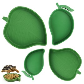 4 Stück Schildkröten zubehör Wasserschale Reptilien Futter Wasser Schüssel Näpfe Futterschale Blatt Flach Trinkschale Terrarien Reptilien Badebecken für Gecko Schnecken Schildkröte Kleine Haustiere