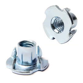 5/16"-18 T-Nuts - 50PCS Tee Nuts with 7/16"-Inch Barrel Length - Zinc Plated Carbon Steel T-Nuts 4 Pronged Tee Blind Nuts for Wood, Rock Climbing Holds, Cabinetry, Furniture Applications
