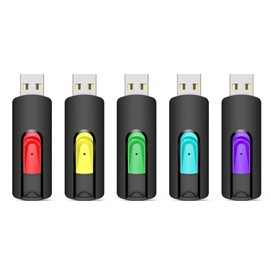 Aiibe 128GB Flash Drive 5 Pack 128GB USB Flash Drive Thumb Drive 128 GB USB Drive USB 2.0 Memory Sticks 128GB USB Jump Drives 128GB (5 Pack, Red Green Cyan Yellow Purple)