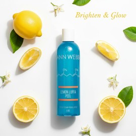 Ann Webb Lemon Luffa Peel - Lemon Glycolic Mask -All Natural Fruit Enzyme Brightening Face Mask w/Fruit Acids & Antioxidants Brightens Dull Complexion, Exfoliates & help w/Hyperpigmentation. (6oz)