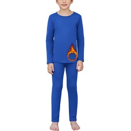 Arshiner Long Johns Thermal Underwear for Boy Fleece Lined Base Layer Set for Cold Weather Royal Blue 7-8 Years